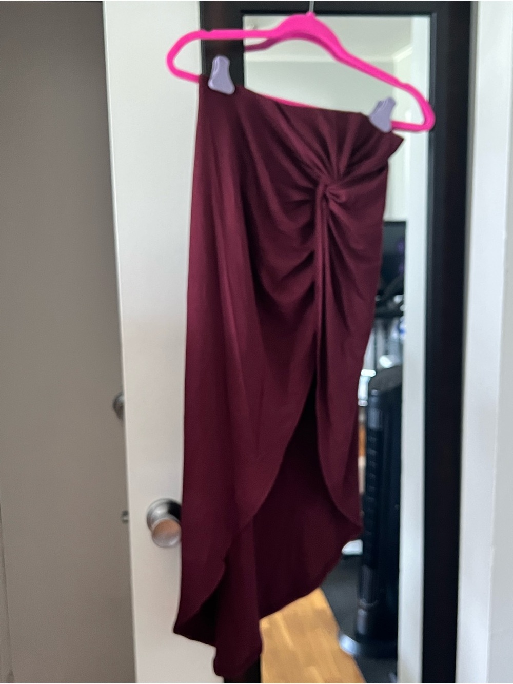NWT Lulus Asymmetrical Midi Skirt in Wine - Size Medium